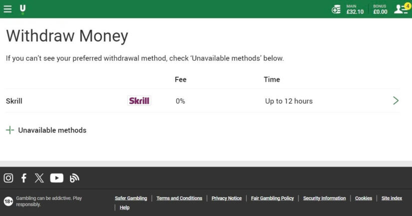 Withdrawing from a Skrill casino UK