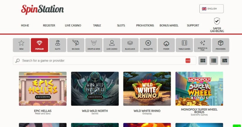 Spin Station Casino games