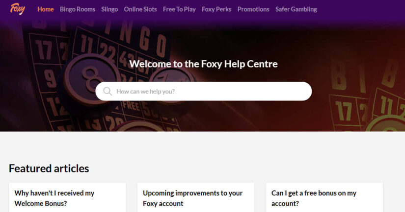 Foxy Bingo help centre
