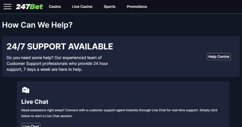 247Bet support
