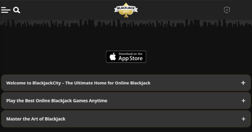 Blackjack City homepage