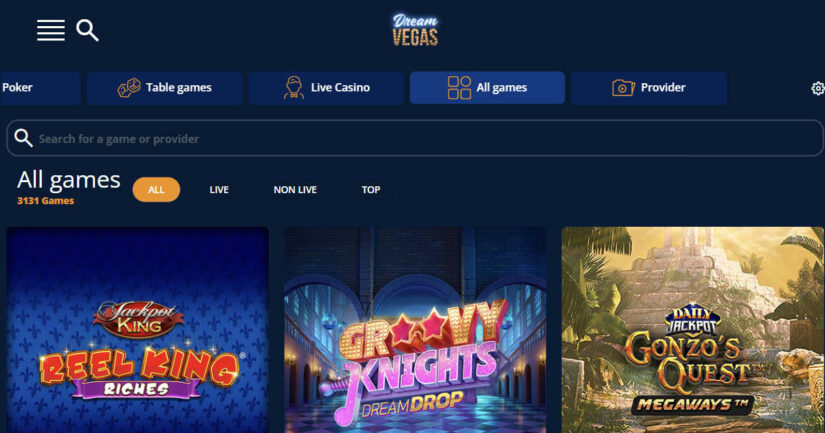 Dream Vegas game library