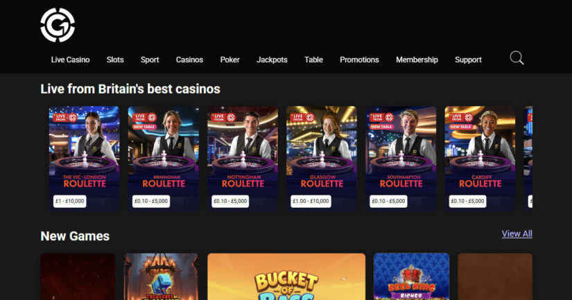 Grosvenor Online Casino homepage