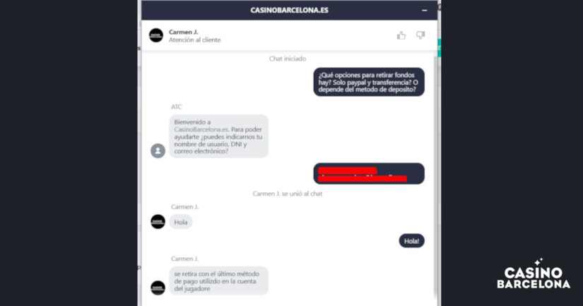 chat en vivo para soporte al cliente en Casino Barcelona Online