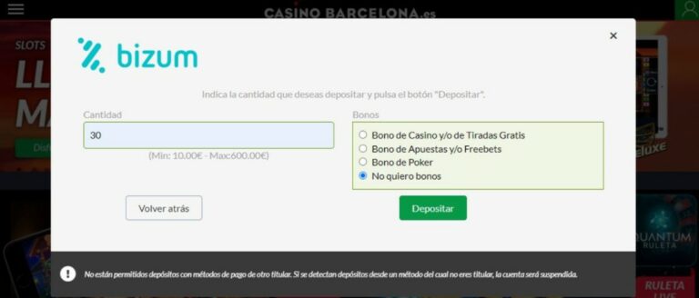 depositar en un casino con Bizum