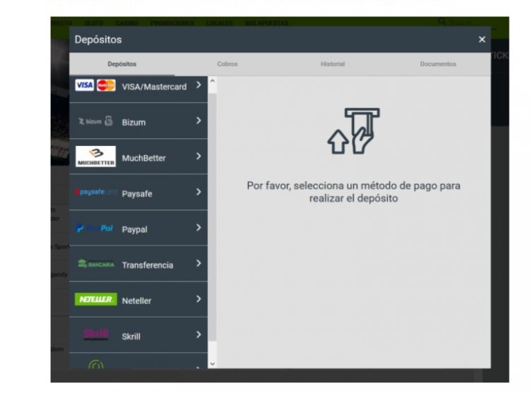 Depósitos en Codere casino