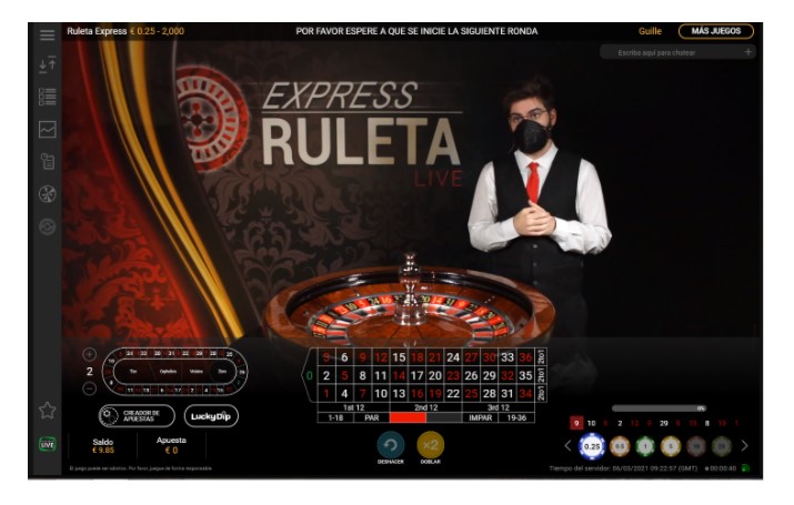 Ruleta en vivo en Codere casino