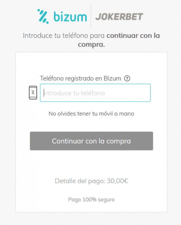 depósito con Bizum en JOKERBET