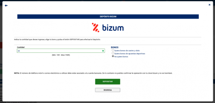 Depósito en Jokerbet via Bizum