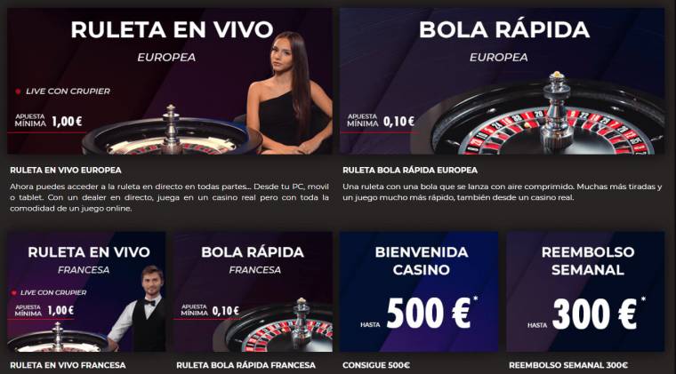 ejemplo de bonos para casino en vivo