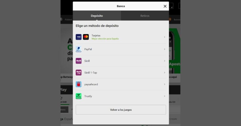 depositar 5 euros minimo en casino Betway