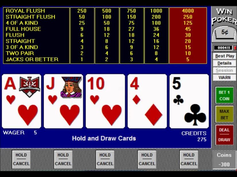 video poker ingreso minimo 5 euros