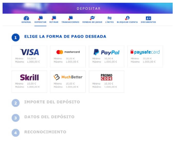 métodos de depósito en lowen play casino 