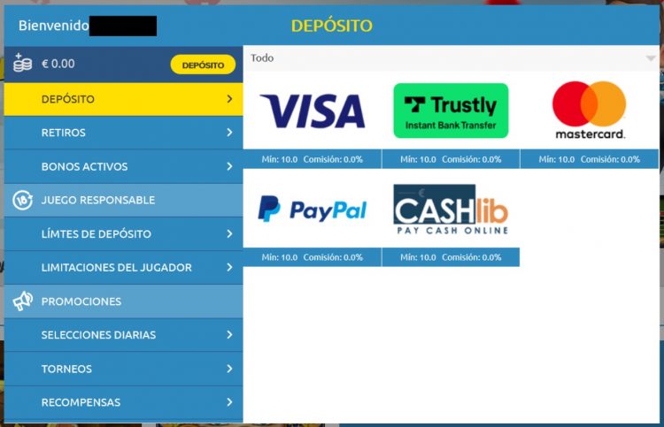 métodos de depósito en Playjango casino