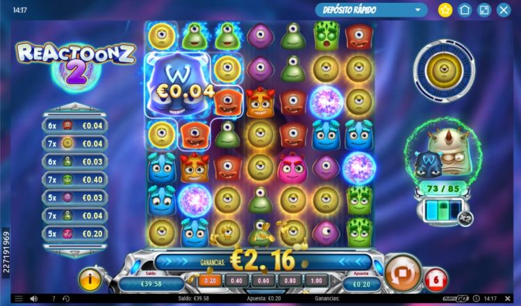 slot reactoonz en Playjango casino