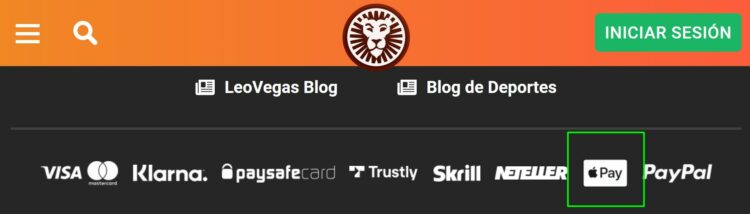 logo de apple pay en leovegas casino