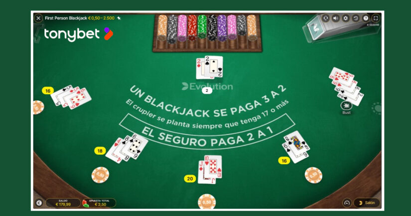 blackjack online en Tonybet