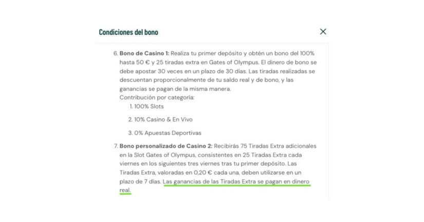 condiciones del bono sin rollover de paf casino