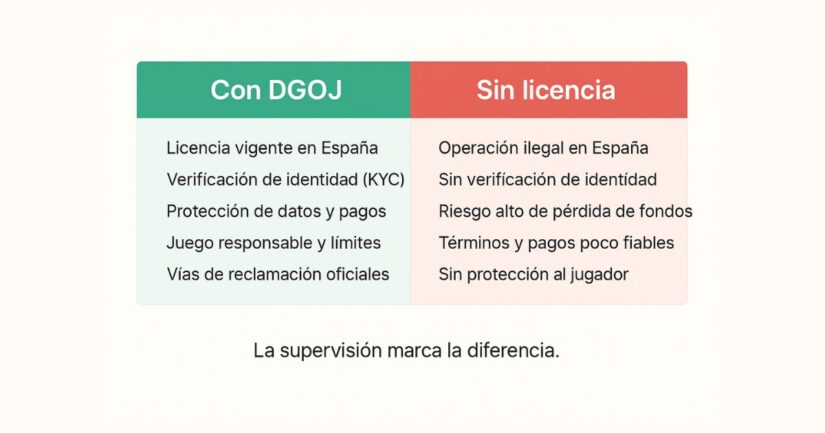 Comparación: casino con licencia DGOJ vs sin licencia