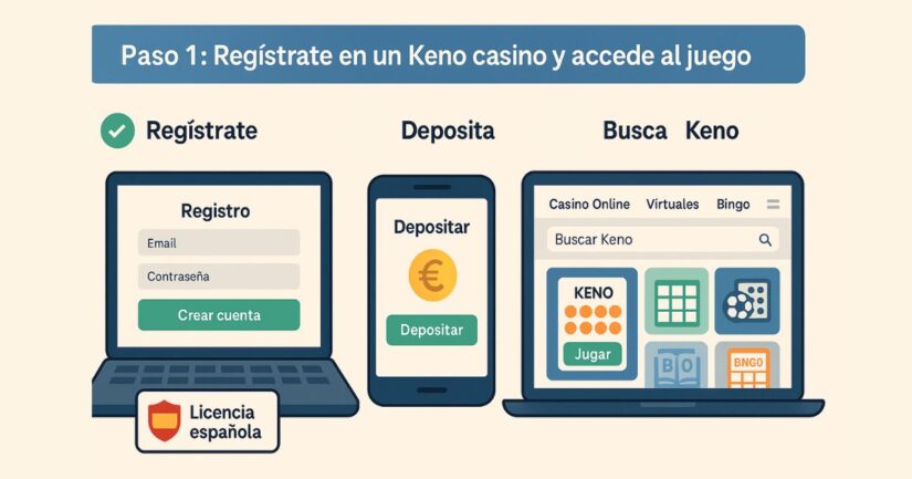 paso 1: regístrate, deposita y accede a Keno 
