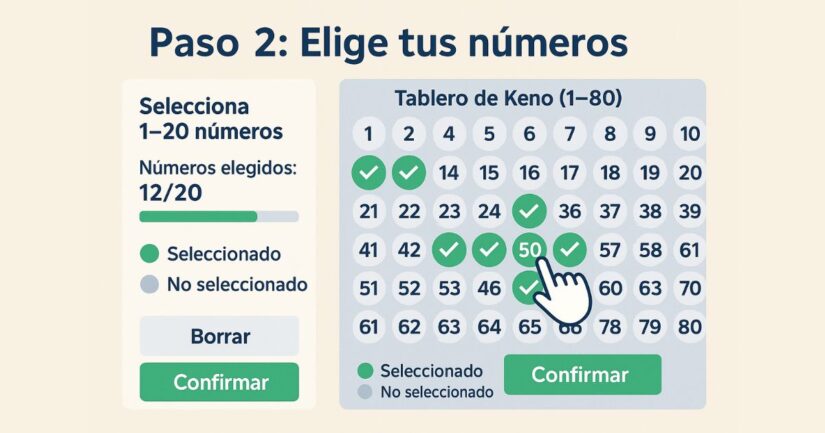 paso 2: elige tus numeros de keno