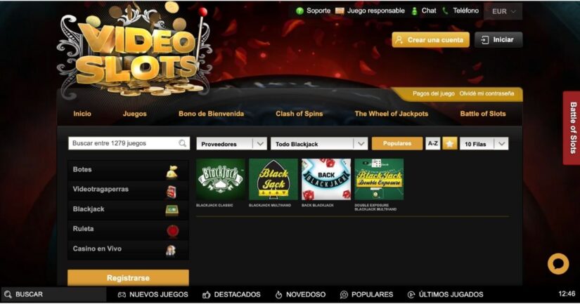 blackjack online disponible en VideoSlots