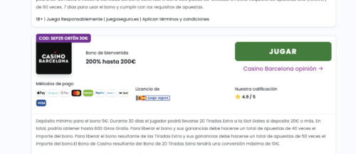 Selecciona tu preferido entre la lista de casinos Bizum que recomendamos