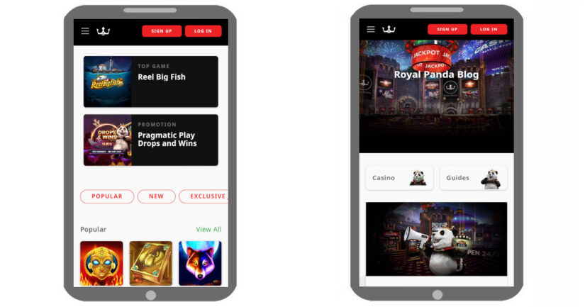 Mobile and user interface at Royal Panda Casino